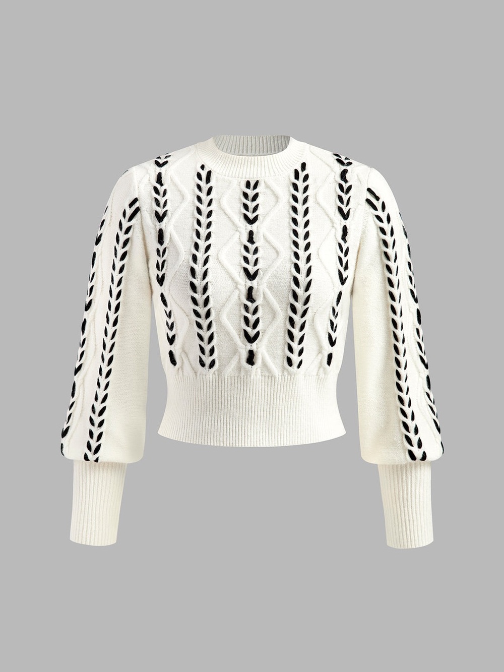 Commense Contrast Binding Cinched Sweater